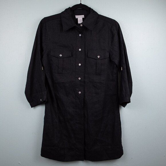 Soft Surroundings black linen tunic-S - Picture 1 of 4